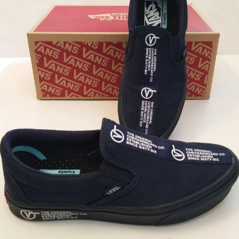 VANS the Original Checkerboard Comfy Cush shoes Size 8 Blue